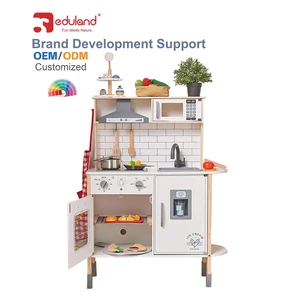 OEM Wholesale Miniature Wooden Kitchen Role Play Toys Sets Blue and Pink for Kids Child Pretend Play Kitchen & Food Toys