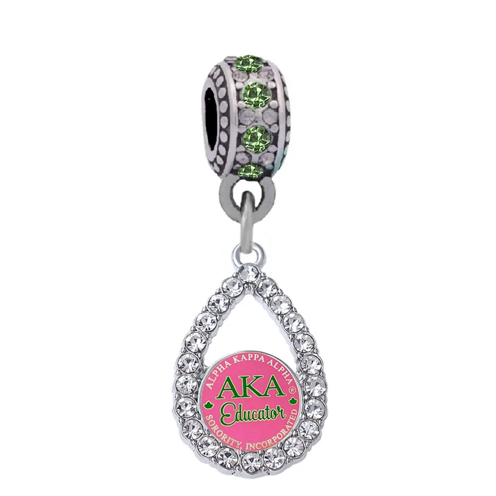 Enamel Color Greek Letter ZETA Amicae Sorority Fraternity Charm Pendants With European Bead