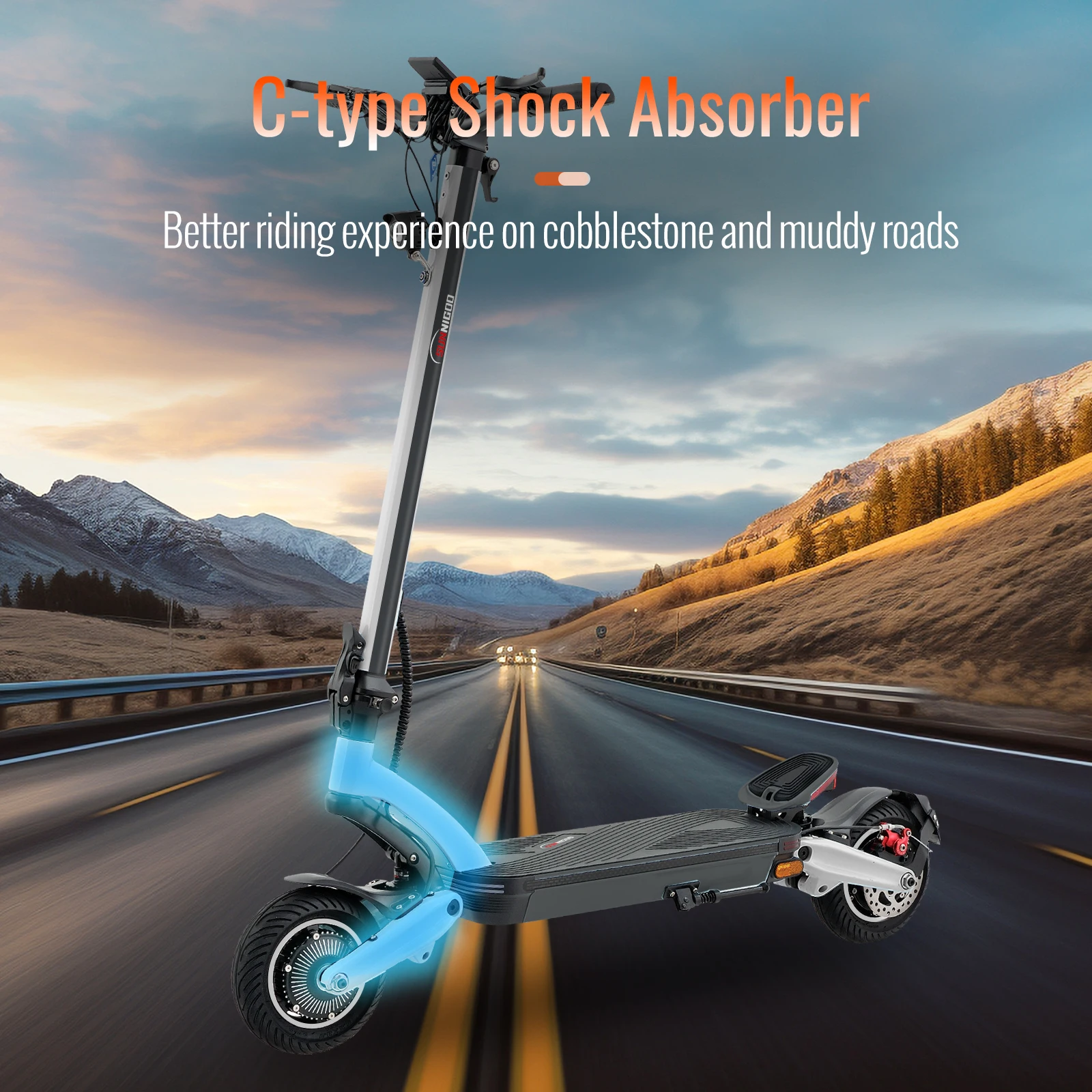 Manufacturer High-end Dual C Type Oil Hydraulic Suspension Electric Scooter Kick Rear Standboard Escooter for Riding Player