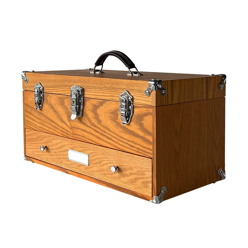 Factory Direct Custom Double Layer Solid Wooden Tool Box Custom Wooden & Bamboo Packaging Boxes