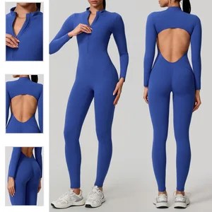 Womens Long Sleeve Tight Bodysuit One Pieces Gym Fitness Sets igh Strength Sportswear ne Piece Yoga Jumpsuit for Women