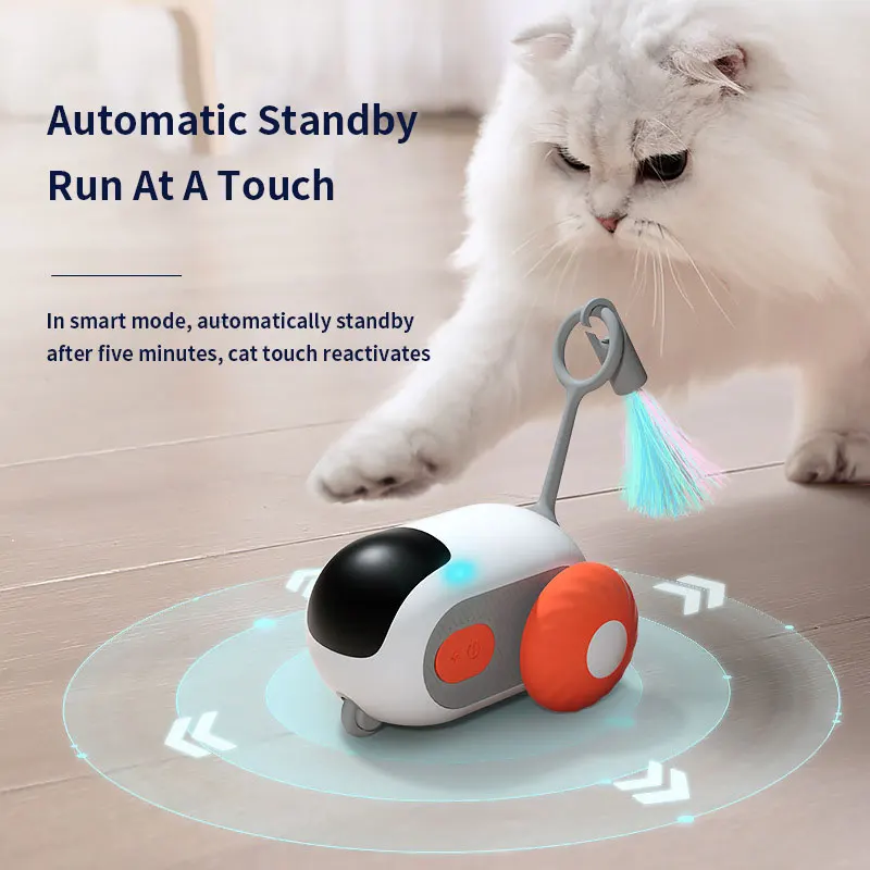 TEMU Toy Autonomous Driving Mode Burst Pet Gravity Running Car Intelligent Car Toy Cat Stick Feather