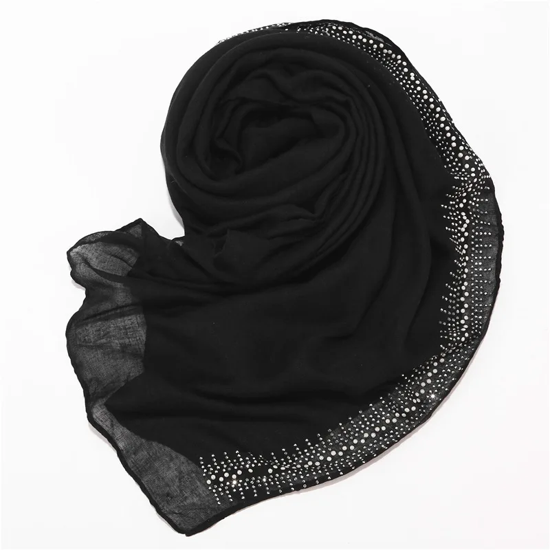 Malaysia Plain Color Shawl Scarf Point Drill Cotton Hijabs