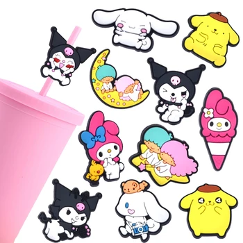 Cute Kuromi Character Straw Toppers Pvc Bar Accessories Kuromi Straw ...