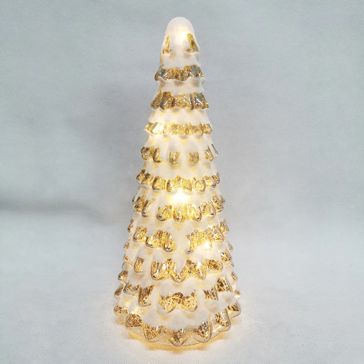 Custom new white snow tipped covered tabletop led hand blown mercury glass christmas tree pre lit decoration ideas with lights