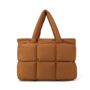 Winter Autumn Best Selling Fluffy Soft Cotton Padded Quilted Crossbody Bag Women Puffy Handbag Puffer Tote Bag for Ladies