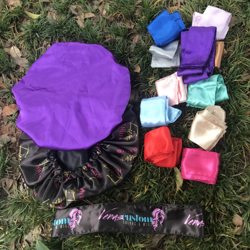 Аксессуары для волос женские атласные шарфы с накладными краями шелковые и