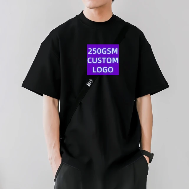 250gsm custom t shirt men's 100% cotton tshirt luxury quality rib o-neck blank drop shoulder streetwear oversize t-shirt for men