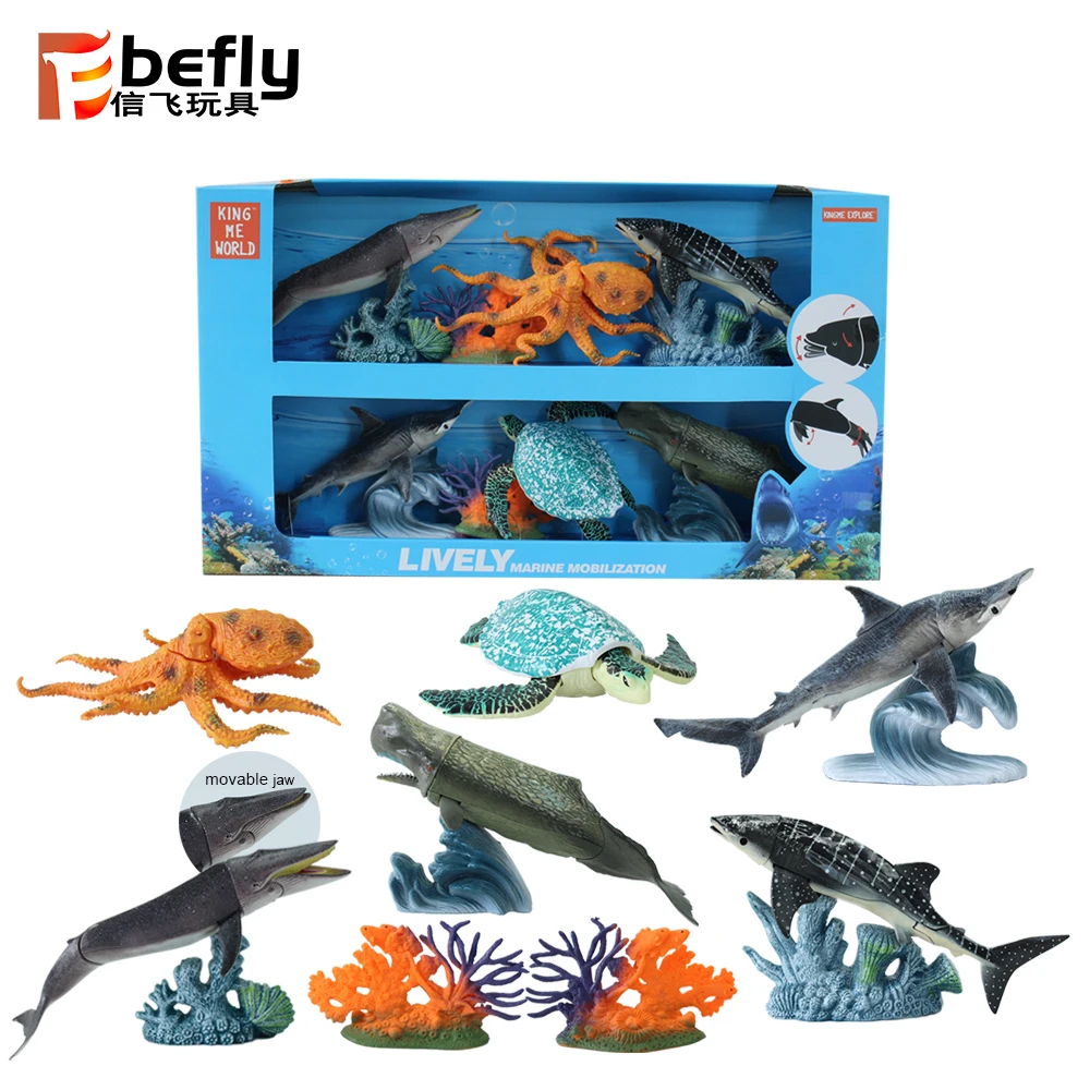 10 PC Shark Crab Fish for sale online Assorted Sea Ocean Creatures Figure Toy Play-set Plastic 