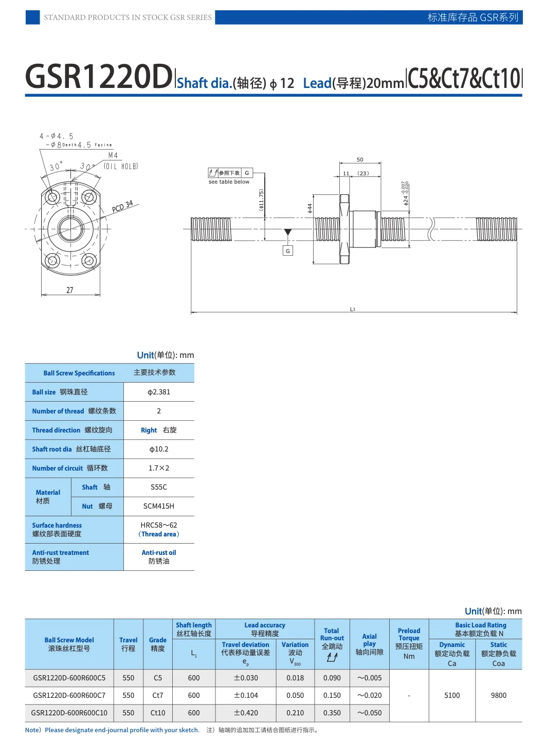Wholesale Price Hiwin Ball Screw 1220 Ball Screw Support Unit For