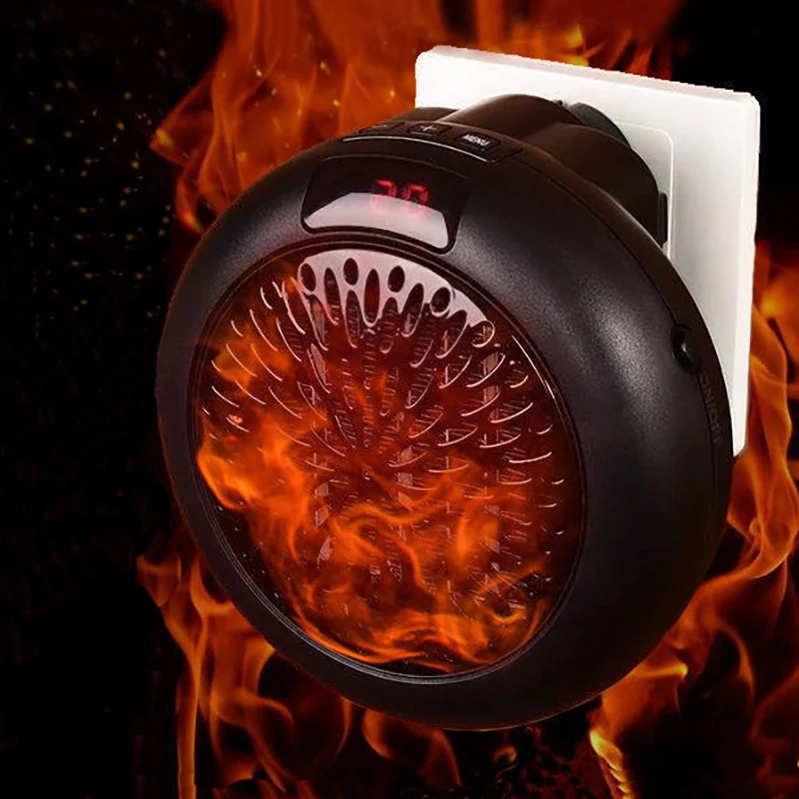 900W LED Display Quiet Space-Saving Ceramic Mini Heater Wall Outlet Small  Space Heater with Adjustable Thermostat