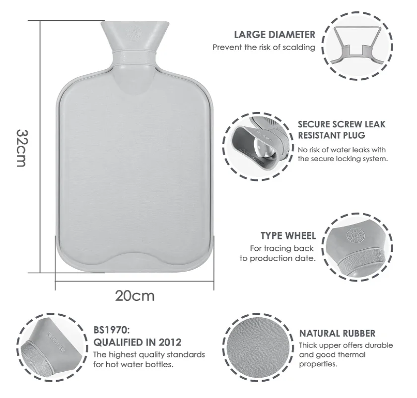 2 л бутылка для горячей воды с роскошным уютным чехлом из искусственного меха серого герметичная шея боль в плечах и грелка рук