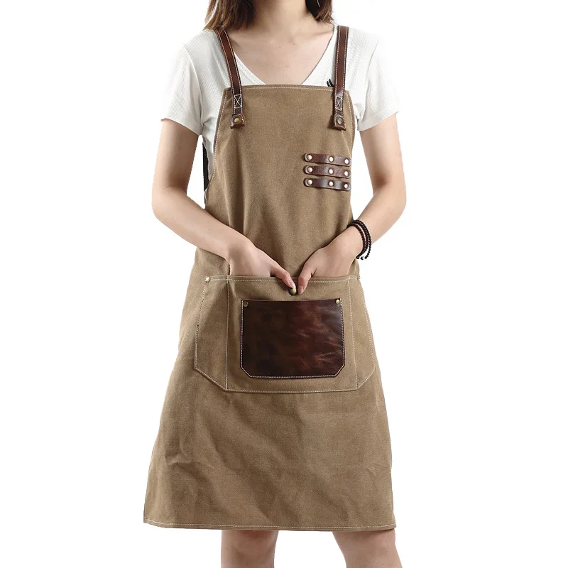 in stock adjustable cross strap multi-purpose shop apron with tool pocket  canvas garden apron  kitchen aprons