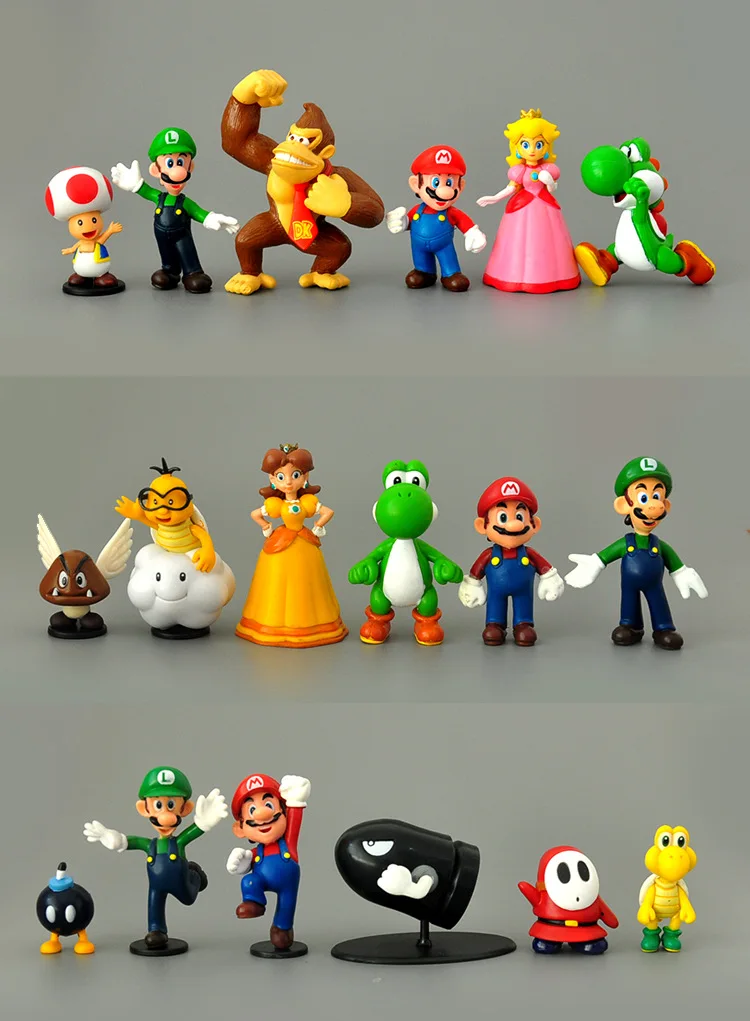  18 Pcs Set Mario Toy Bros Super Mary Princess, Turtle,  Mushroom, Orangutan, Super Mary Action Figures (2 inches) : Toys & Games