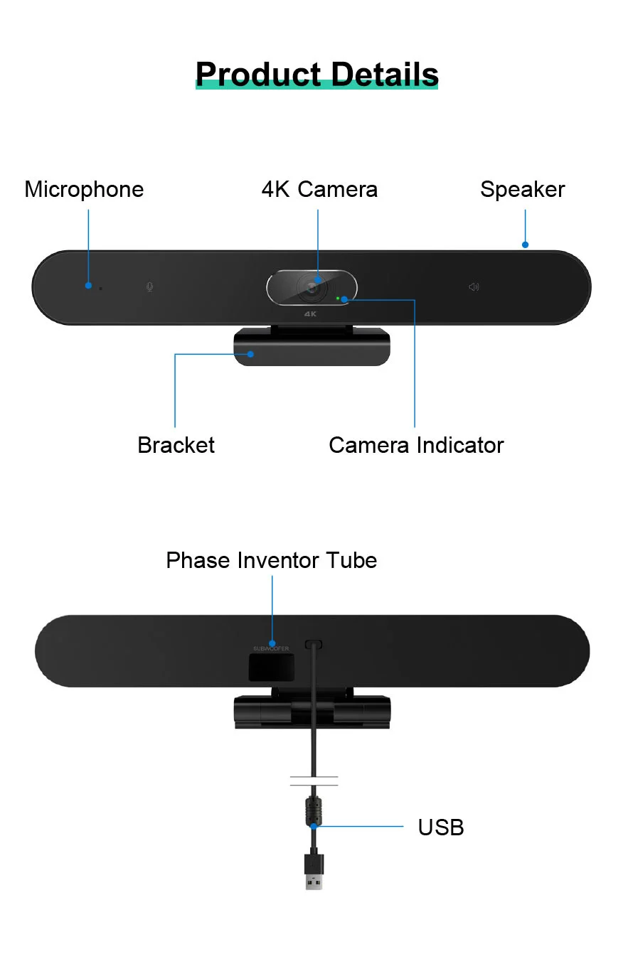 Камера SEEUP 4 4K подключается к компьютеру или ноутбуку через USB для простой установки и подключения видеоконференций