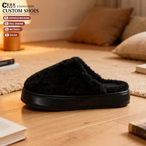 Custom Women's Embroidered Logo Plush Fur Soft Warm Anti-Slip Home & Hotel for