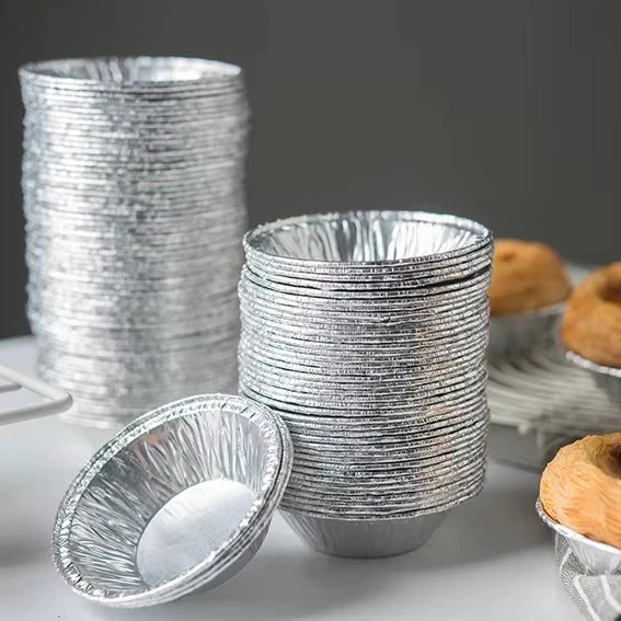1,35oz Molde de Folha de Alumínio para Ovo de Tartaruga Placa de Folha de Estanho Redonda Forma de Muffin Pequena Tigela para Assar Cupcake para Fritadeira Elétrica Bandeja de Folha de Alumínio para Padaria