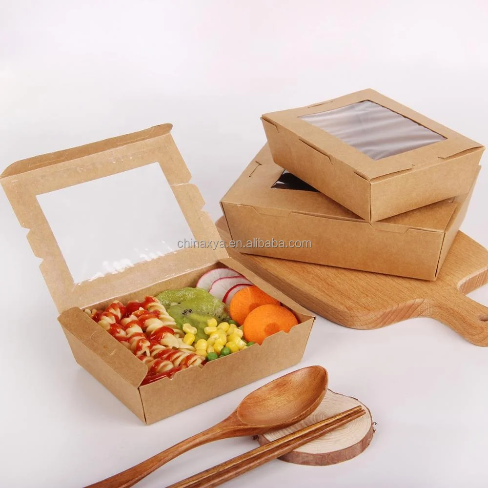 Bio degradable lunch box recycle kraft paper burger box Paper snack hot dog box details