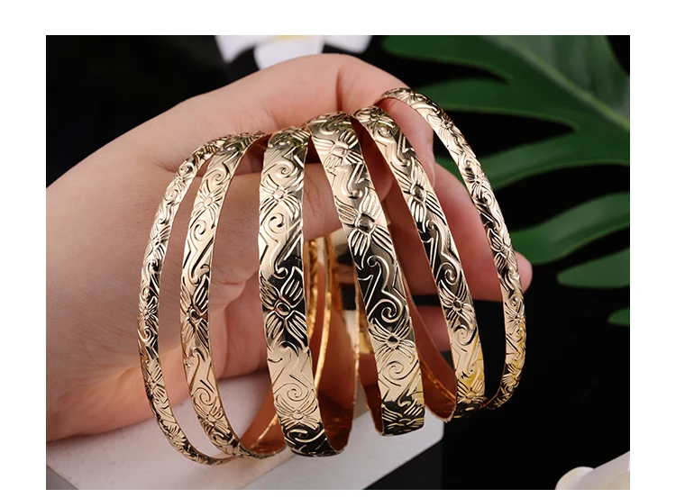 Sophiaxuan Gold Plated Copper Polynesian Bangles Pearl Samoan Bracelets