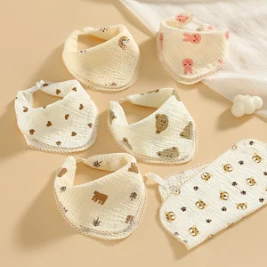 Muslin Baby Clothes Baby Item Triangular Towel Breathable 100% Cotton Multifunctional Hanging Absorbent Baby Bibs