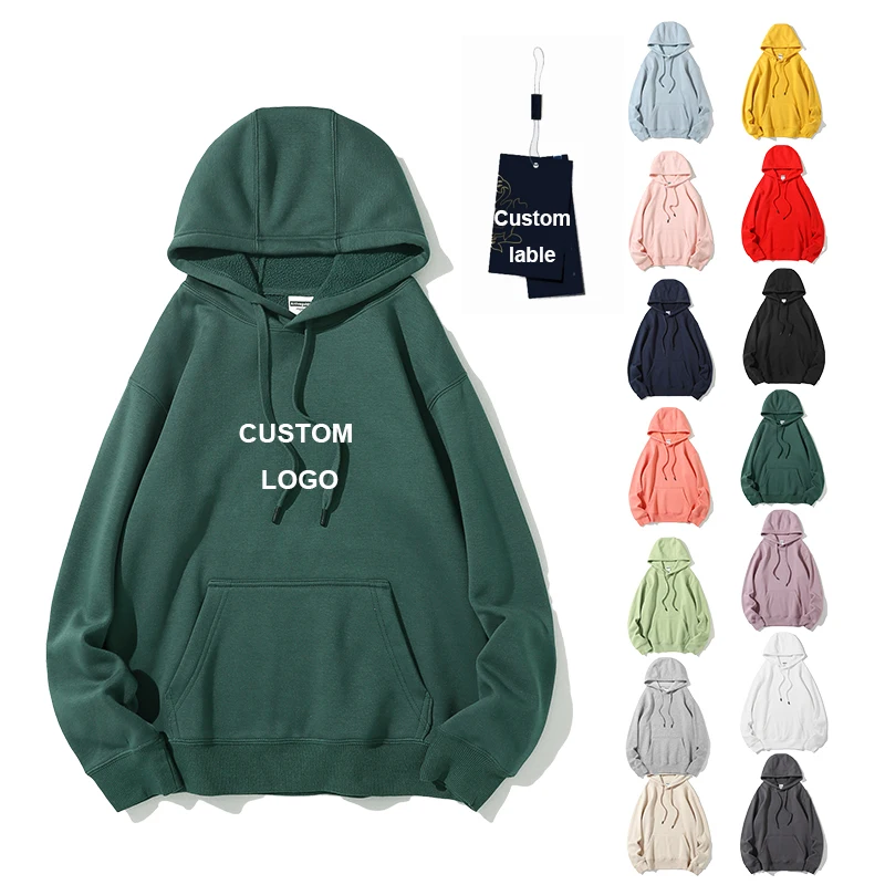 Custom Plain Hoodies Unisex High Quality Streetwear Heavyweight 100% Cotton Oversized Blank Hoodie Plus Size Hoodies Men