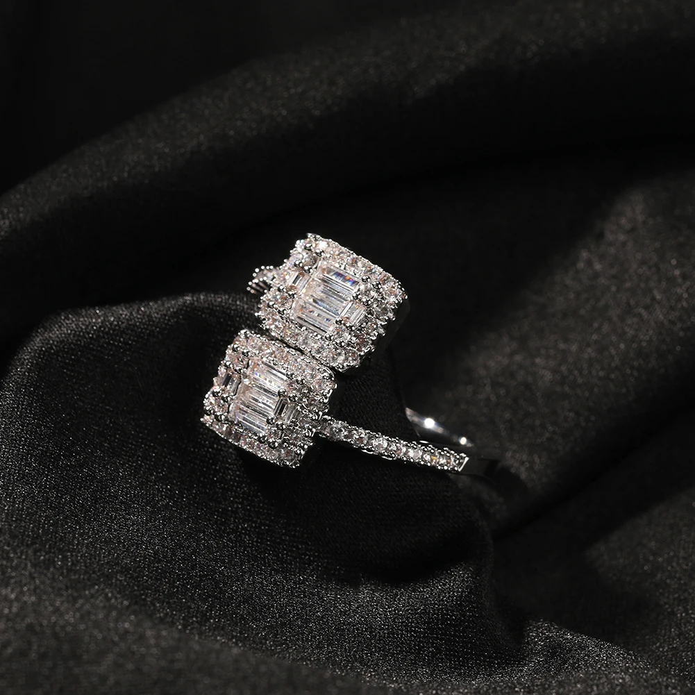 UWIN Twist Heart Ring Resizable Heart Shape Square CZ Fashion Trendy Rings Bling Bling 18K Gold Finished Women Jewelry