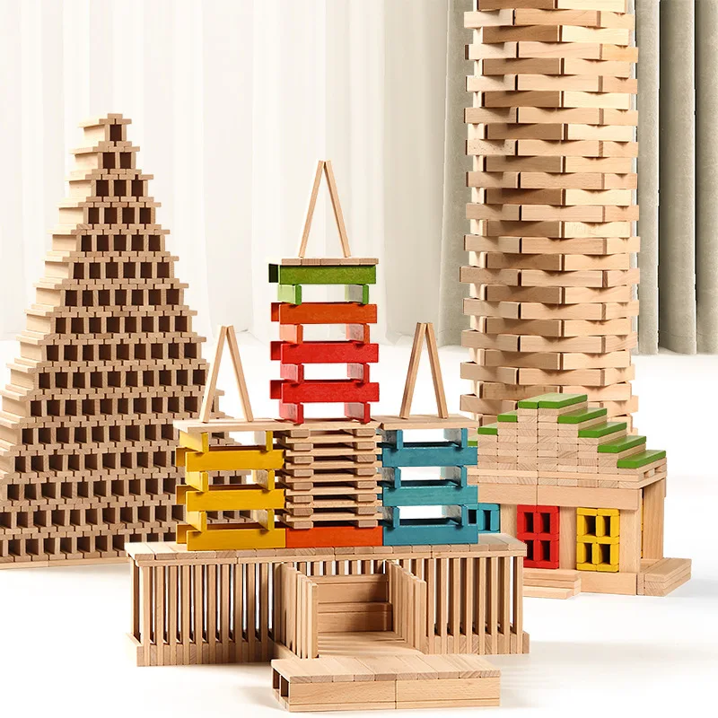 Premium beech Wood Blocks Stacking Games Giant Tumbling Tower Toy 125  Pieces Outdoors Yard Game