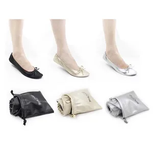 Women's Foldable Portable Travel Pumps Flats Ballet Shoes with Carrier Pouch Bag