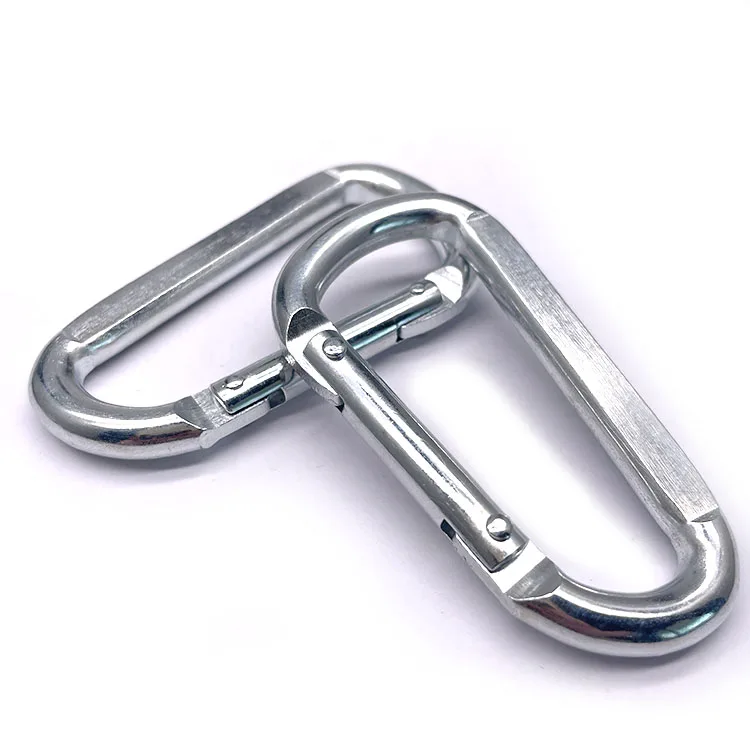 BT-244A Heavy Duty Custom Galvanized Safety Spring Silver Flat Quick Release Carabiner Snap Hook