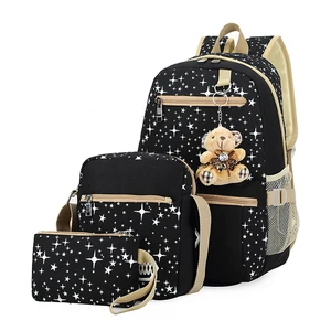 Custom Women Travel Schoolbag Set Rucksack Teenage Kids Girls School Backpack Bags