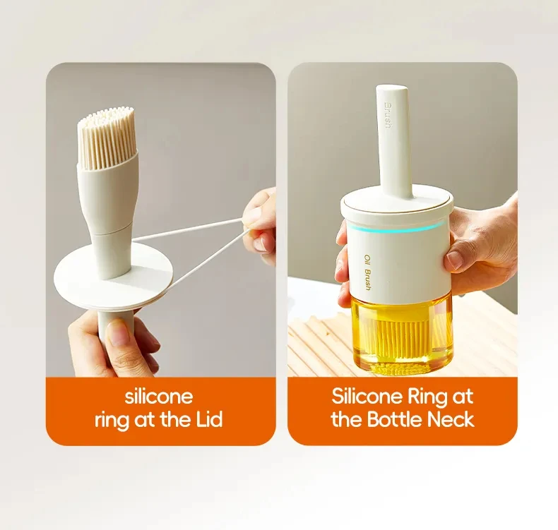 2 in 1 Kitchen High Temperature Resistant Pot Container Spill-proof Container Edible Oil Dispenser Bottle With Brush