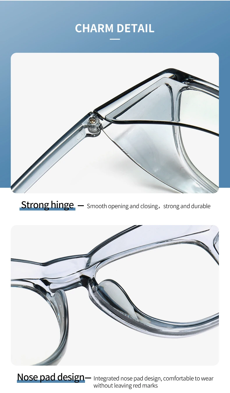Transparent Candy Color Side Shield Anit Fog Anti Pollen Anti Dust Anti Spittle Anti BLue Light Safety Eye GlassesHot Sal