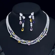 French Entry Luxury Full Diamond Evening Dress Necklace Multi-Layer Overlapping Zircon Water Drops Clavicle Set Fine Jewelry