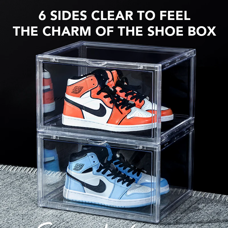 Magnetic Side Open Custom Clear Acrylic Shoe Storage Box