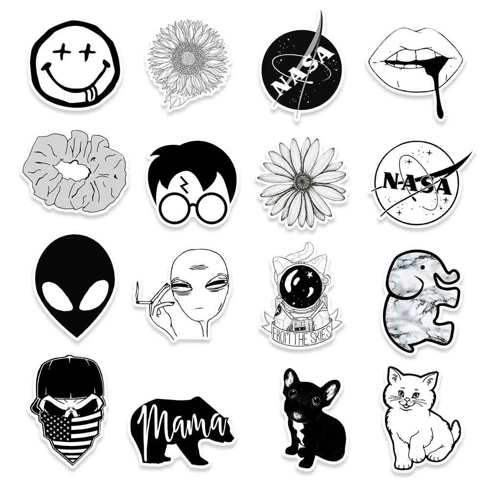 Black and White Stickers -  Canada  Black and white stickers, Tumblr  stickers, White stickers