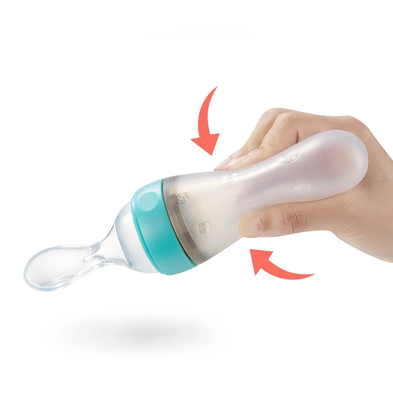 baby silicone feeding spoon with container