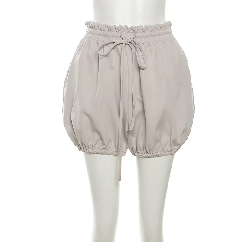 K24P48640 Solid Summer Puffer Shorts Workout Streetwear