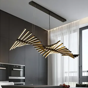 Custom Iron Fishbone Linear Pendant Light Hotel Villa Lobby Office Strip Restaurant Lighting Chandelier