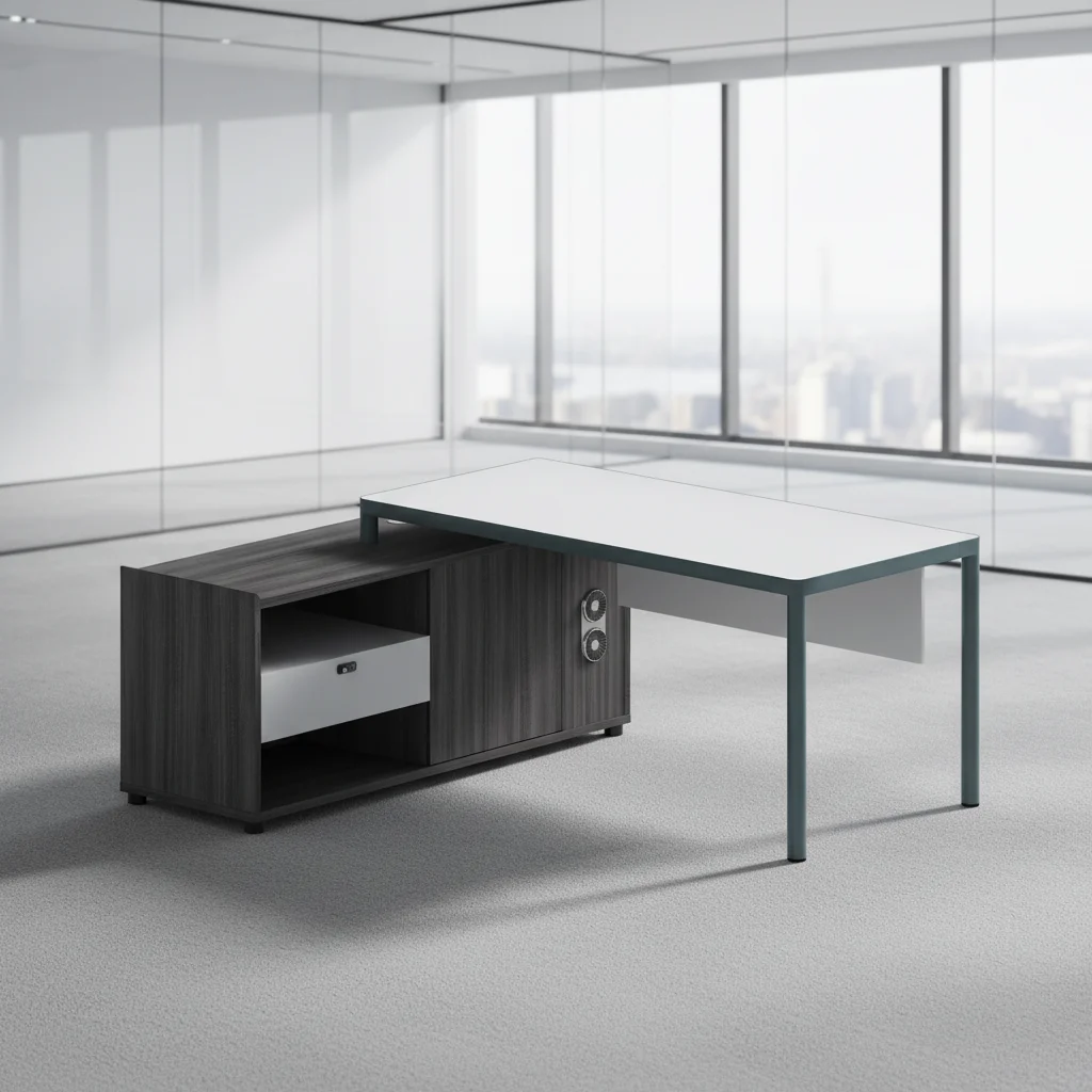 Premium Modern Executive Standing Desk Built-in Computer Host Space Adjustable Components Storage Cabinets Office Office 2