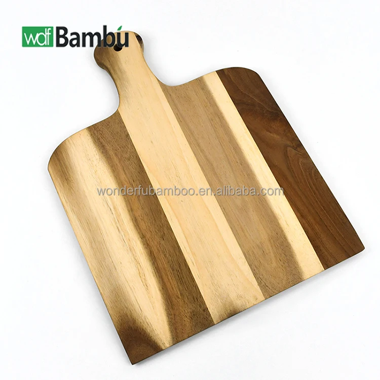 WDF Classic Style Custom Bamboo Pizza Paddle Shovel Live Edge Cutting Board Durable Wood Pizza Peel With Handle details