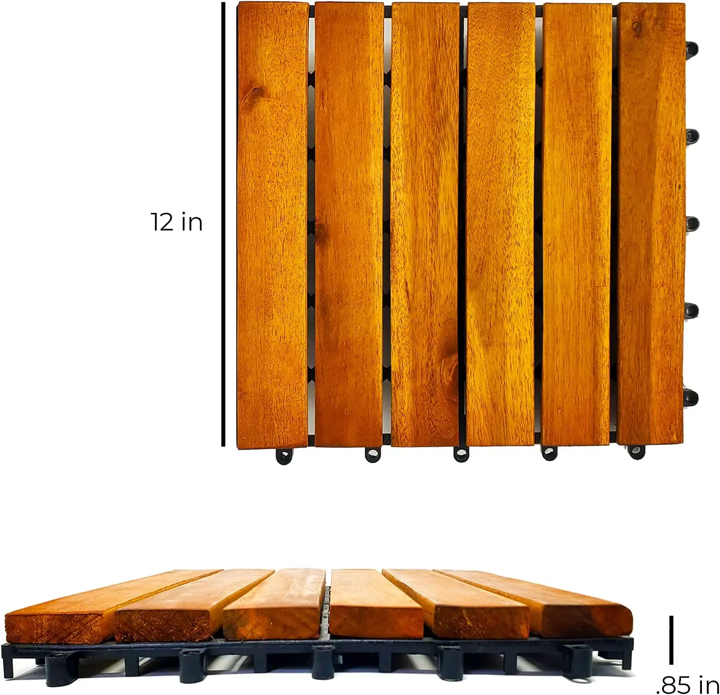 Сцепляющиеся напольные плитки, 8 шт. в упаковке, сцепляемые деревянные полы 12x12, напольное покрытие из твердой древесины акации для внутреннего дворика