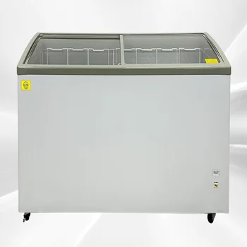Commercial Double-Temperature Two Glass Door Air Cooling Stainless Steel Display Chest Ice Cream Freezer