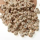 Wooden Beads Custom Natural Square Wooden Letter Beads Bracelet Making Wood Beads