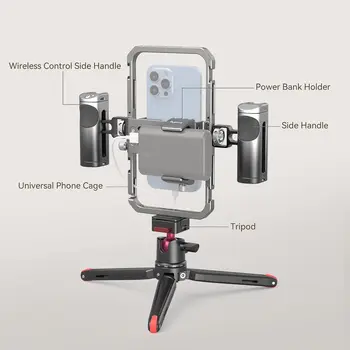 Small Rig All-in-One Universal Phone Video Rig Kit with Phone Cage Wireless Control Handles Power Bank Holder 4120 detail image