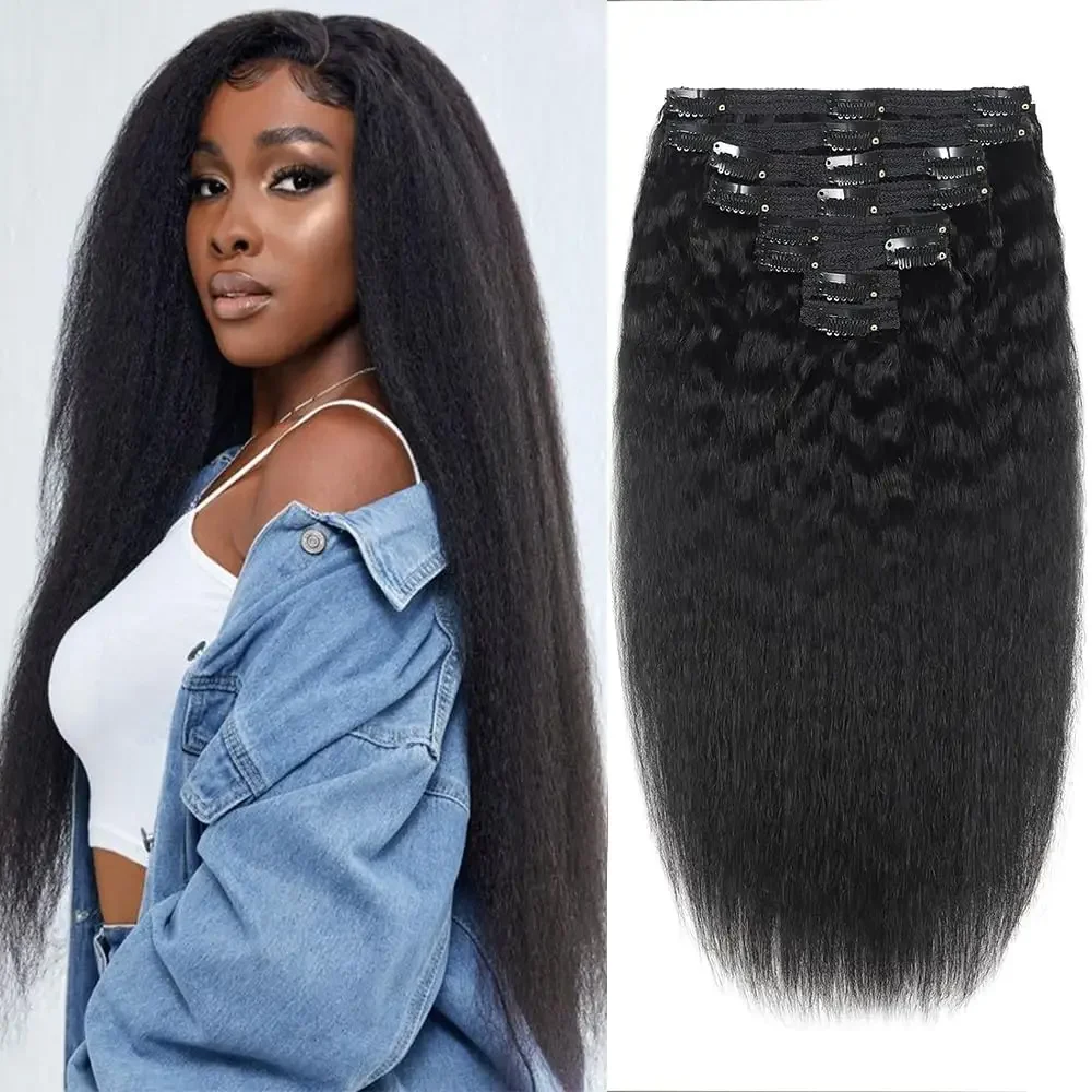 Brasilianische Kinky Straight Clip In Echthaar Extensions_voghion.com