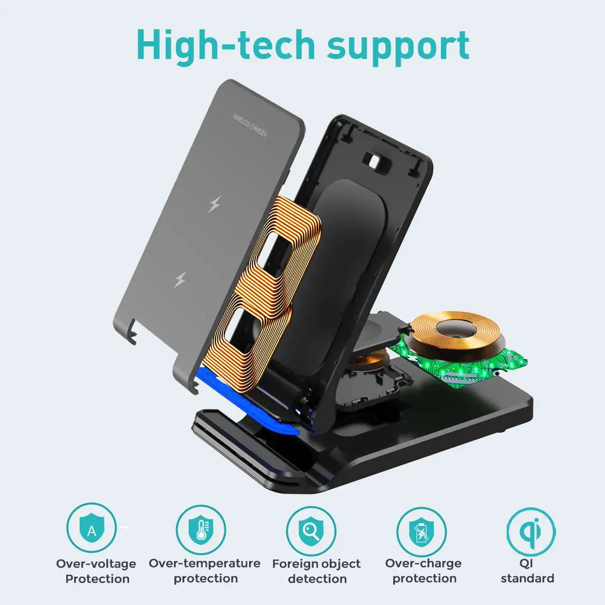 Бесплатный образец 3 в 1 Беспроводное зарядное устройство Подставка Быстрая зарядка держатель для сотового телефона многофункциональное Беспроводное зарядное устройство