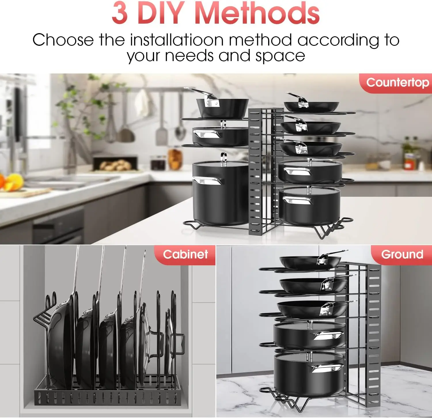 Custom Size Color Pot Holders for Kitchen Pot Lid Holder Plate Rack Kitchen Organizer Suitable for Kitchen Utensils Storage