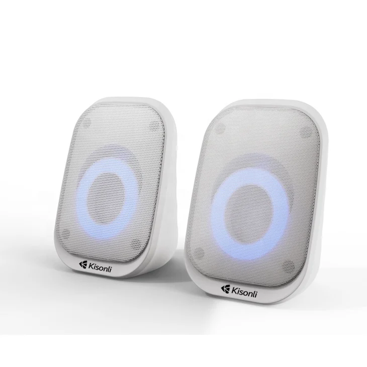 Kisonli Portable Computer Speakers Desktop Modern Speaker Laptop with Colorful Light