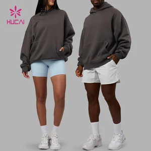 HUCAI Custom logo pink Fleece Cotton Polyester Comfortable Soft Heavyweight Double Lined Sports Oversized Unisex Hoodies