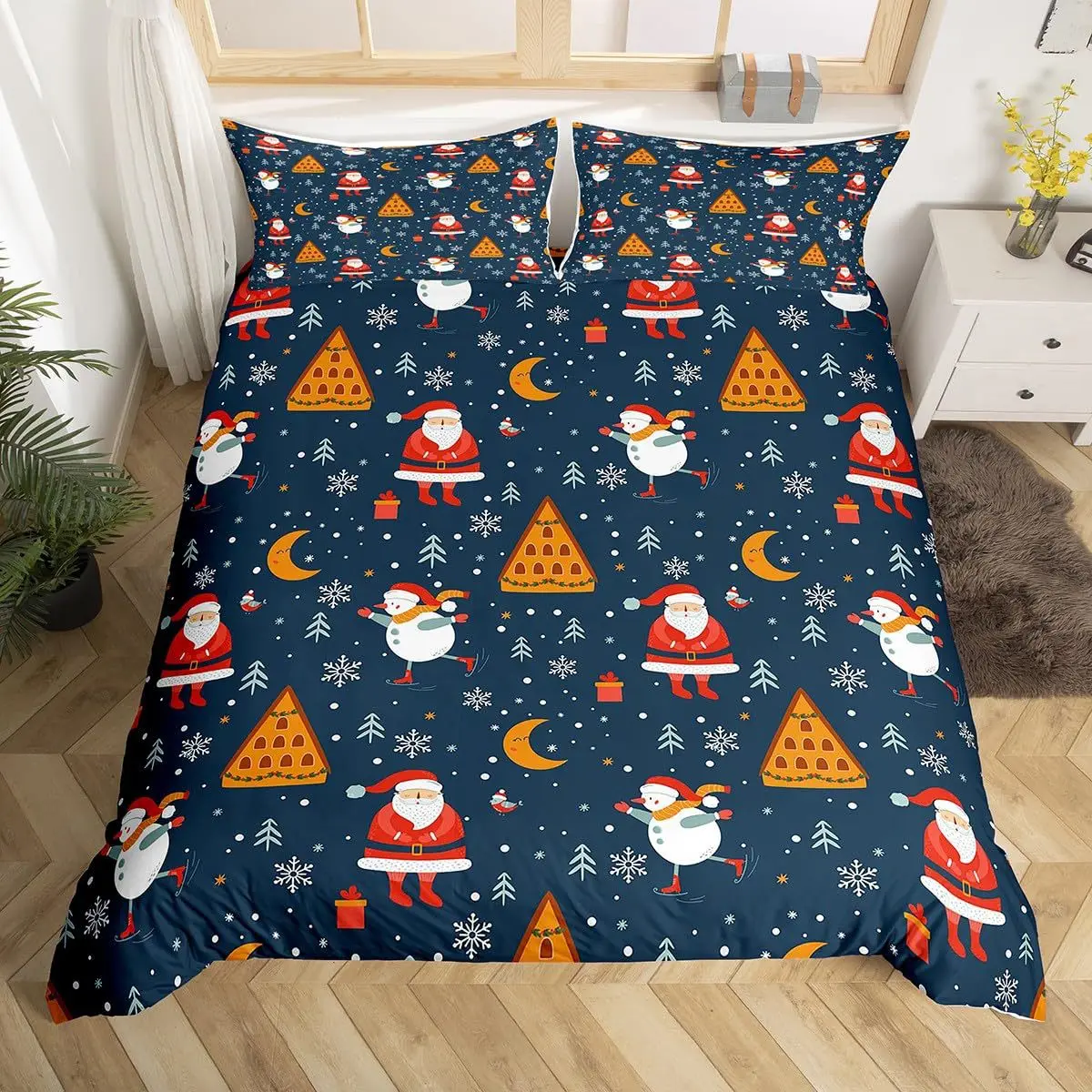 AOYATEX Merry Christmas duvet set Christmas bed sheet set microfiber Christmas bedding set factory